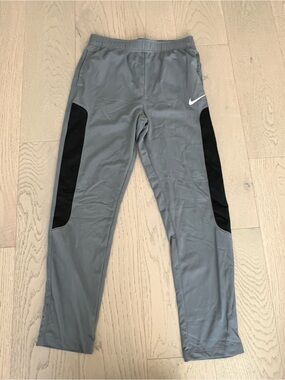 Nike Gray Youth Joggers with Black Side Panels & White Swoosh